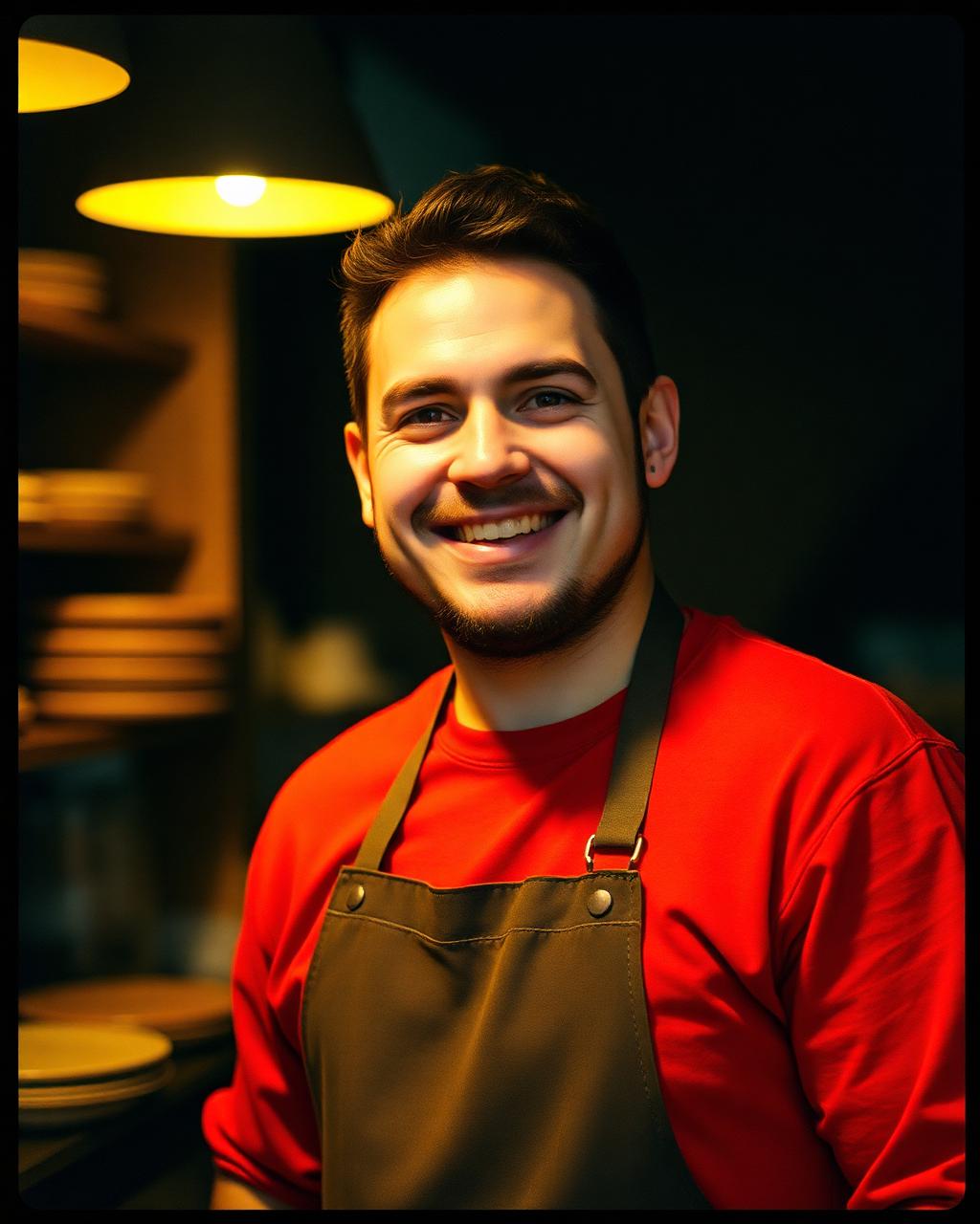 Local shop owner in an apron